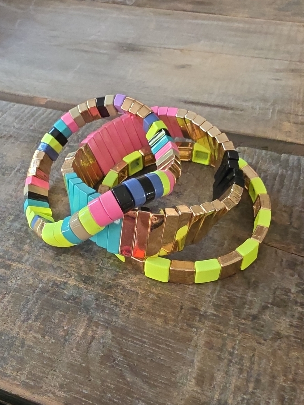 Color Block Stretch Bracelets in Multicolor - Picture 2 of 5